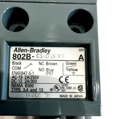 ALLEN BRADLEY 802B-CSADXSXC3 LIMIT SWITCH SER. A 802BCSADXSXC3 NEW, SURPLUS
