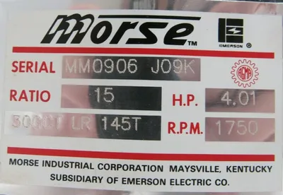 NEW MORSE 30GCT-LR-145T GEAR REDUCER 15:1 30GCTLR145T