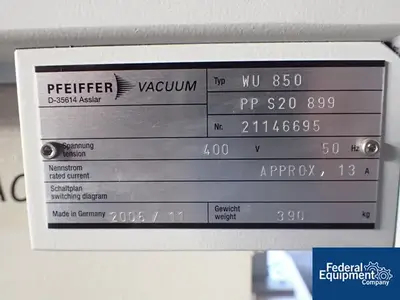 USED Pfeiffer Vacuum Pfeiffer Vacuum System, Model WU850, 55 CFM