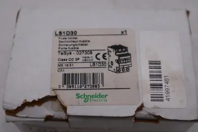 New Schneider Electric LS1D30 Fuse Holder TeSys-027308 Class CC 3P 30A #H1088A