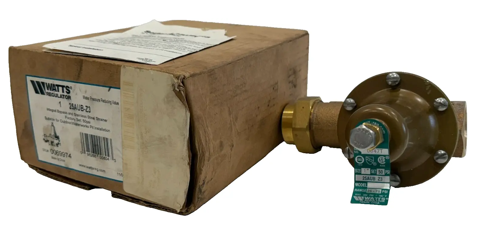 NEW WATTS 25AUB-Z3 WATER PRESSURE REDUCING VALVE 1" 50PSI 25AUBZ3