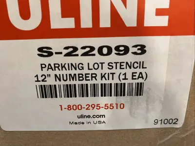 USED U-LINE PARKING LOT NUMBER STENCIL KIT 0‑9