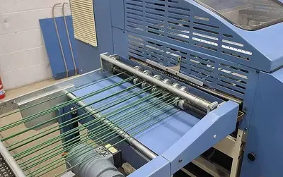 USED 2007 MBO PAPER FOLDER W/ UW UNWINDER, PANEL SHEETER SVC 520C, AND VERTICAL STACKING SVC 520S