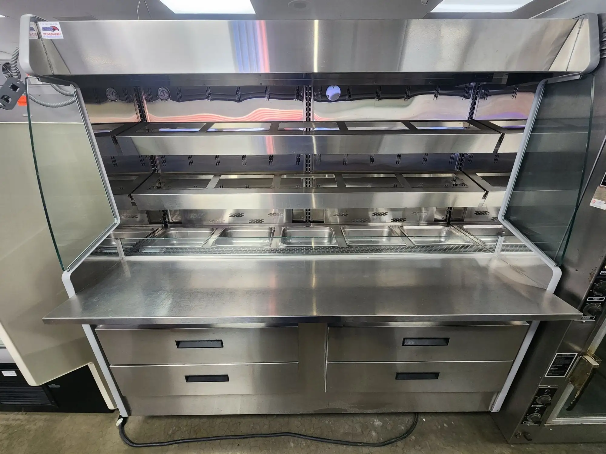 Used Southern CaseArts Used Southern CaseArts Stainless 6' Open Face Refrigerated Prep Table 120V Food Prep Tables Illinois US | Falcon Restaurant Supply #1376580
