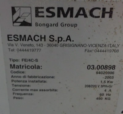 Used 2003 ESMACH FE/4C-S Food Formers California US | BakeryEquipment.com #1554901
