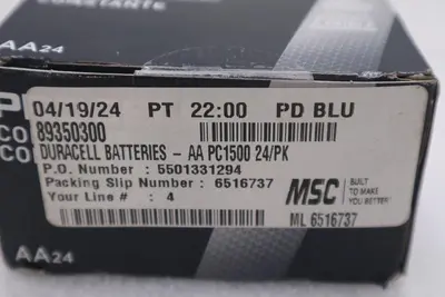 NEW Duracell Procell Battery Alkaline Size AA (Box of 24) STOCK H315A 41333520483