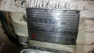 US Motors 3HP; 890RPM; 460V; Frame: 254U C01-R734A-M