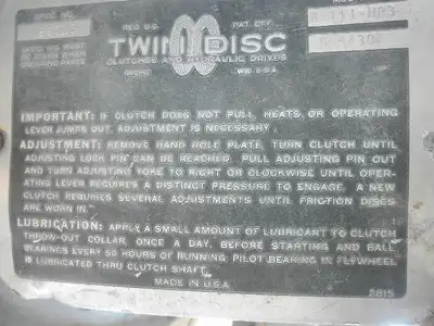 USED TWIN DISC B-111-HP3
