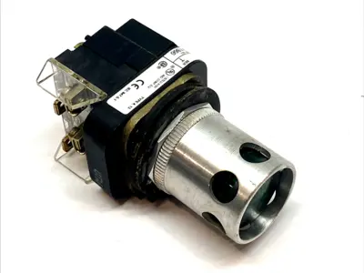 USED ALLEN-BRADLEY 30MM ILLUMINATED MOMENTARY PUSH BUTTON 120V AC GUARDED