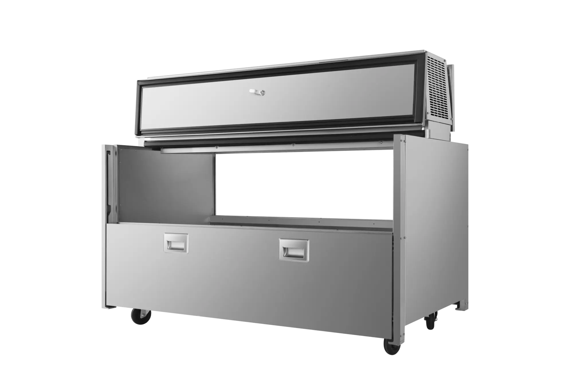 New | in-Stock Atosa New Atosa AMC-5802 58" Forced Air Milk Cooler - Double Access Bottle Coolers Illinois US | Falcon Restaurant Supply #1375598