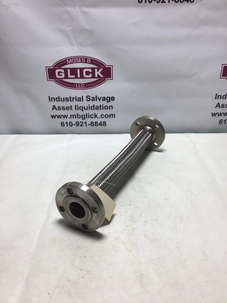 Motion Industries 18″ X 1 1/2″ Stainless Braided Hose Assemble; Flex Pipe -NOS
