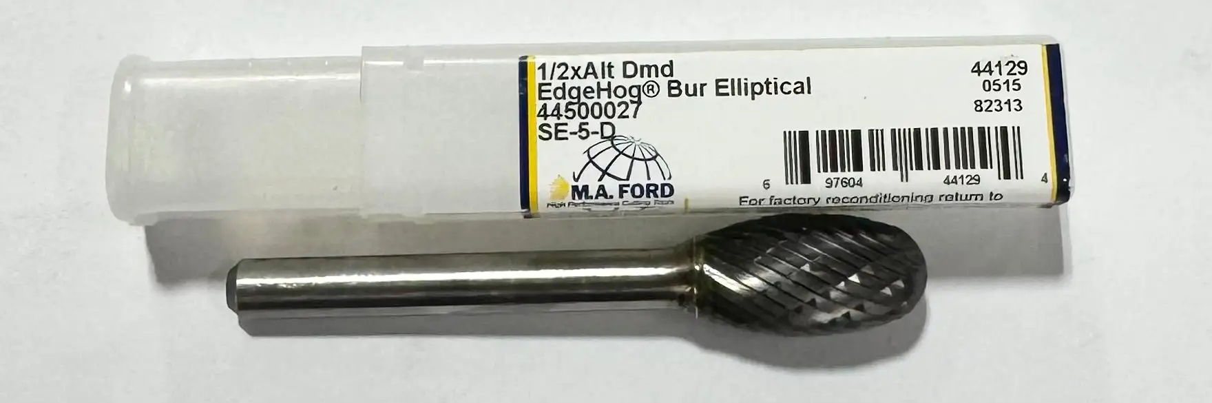 M.A. Ford 1/2" Carbide Burr Elliptical SE-5-D Double Cut 1/4" Shank USA