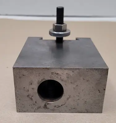 LATHE TOOLING QUICK CHANGE TOOL POST HOLDER 1" BORE, 2.25" WEDGE, 4.5"L X 3.5"W X 2"H.