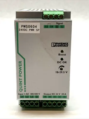 USED PHOENIX CONTACT POWER SUPPLY 24VDC 20A DIN RAIL 2866792