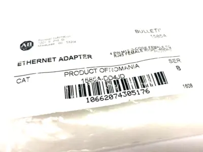 USED ALLEN-BRADLEY SER. B ETHERNET ADAPTER 4-PIN M12 D-CODE FEMALE