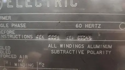 USED GENERAL ELECTRIC 1500 KVA TRANSFORMER