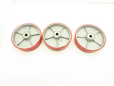10" x 2.5" Red Poly Metal Wheel 3/4" Bore Lot of 3