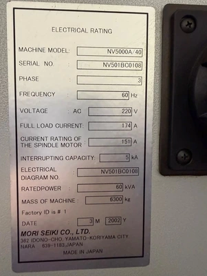2002 MORI SEIKI NV5000 1A/40 Vertical Machining Centers | PM Machines (4)