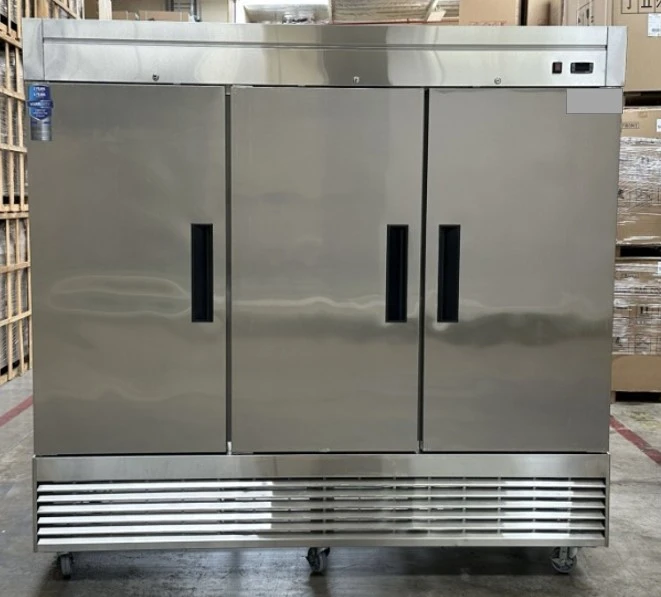 171-0057 82” Stainless Steel Self Contained 3 Door Reach in Cooler