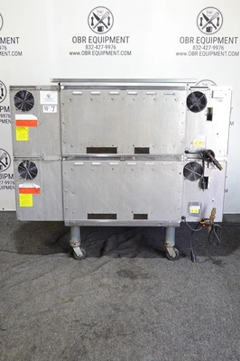 MIDDLEBY MARSHALL DOUBLE STACK PROPANE GAS SPLIT BELT PIZZA CONVEYOR OVEN MODEL PS636G (L TO R)