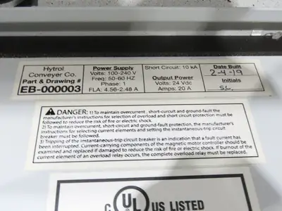 Hytrol 190E24EZ 30"x 5' Accumulation Roller Conveyor 27"BF 24V EZLogic Zones