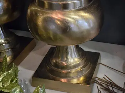 Lot of (1) Metal Decorative Floor Vase - Majesty by Accent Décor 10 1/2" x 32" (gold)