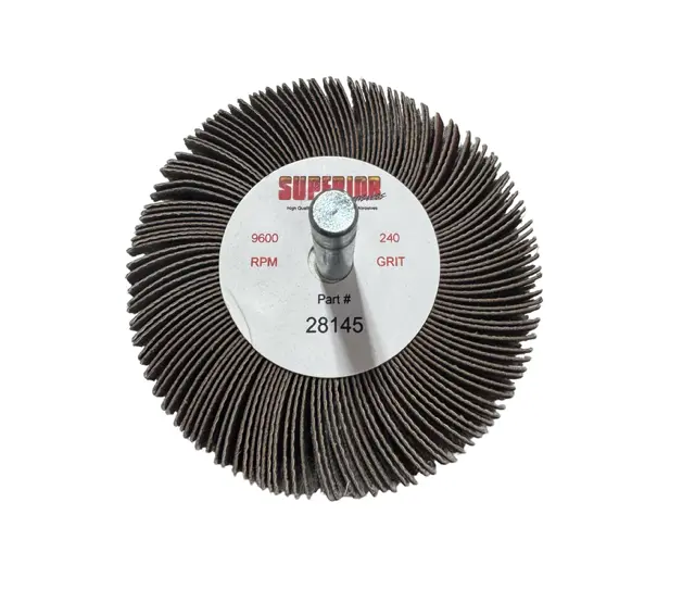 Superior 3" x 2" x 1/4" Mounted Flap Wheel 240 Grit Aluminum Oxide
