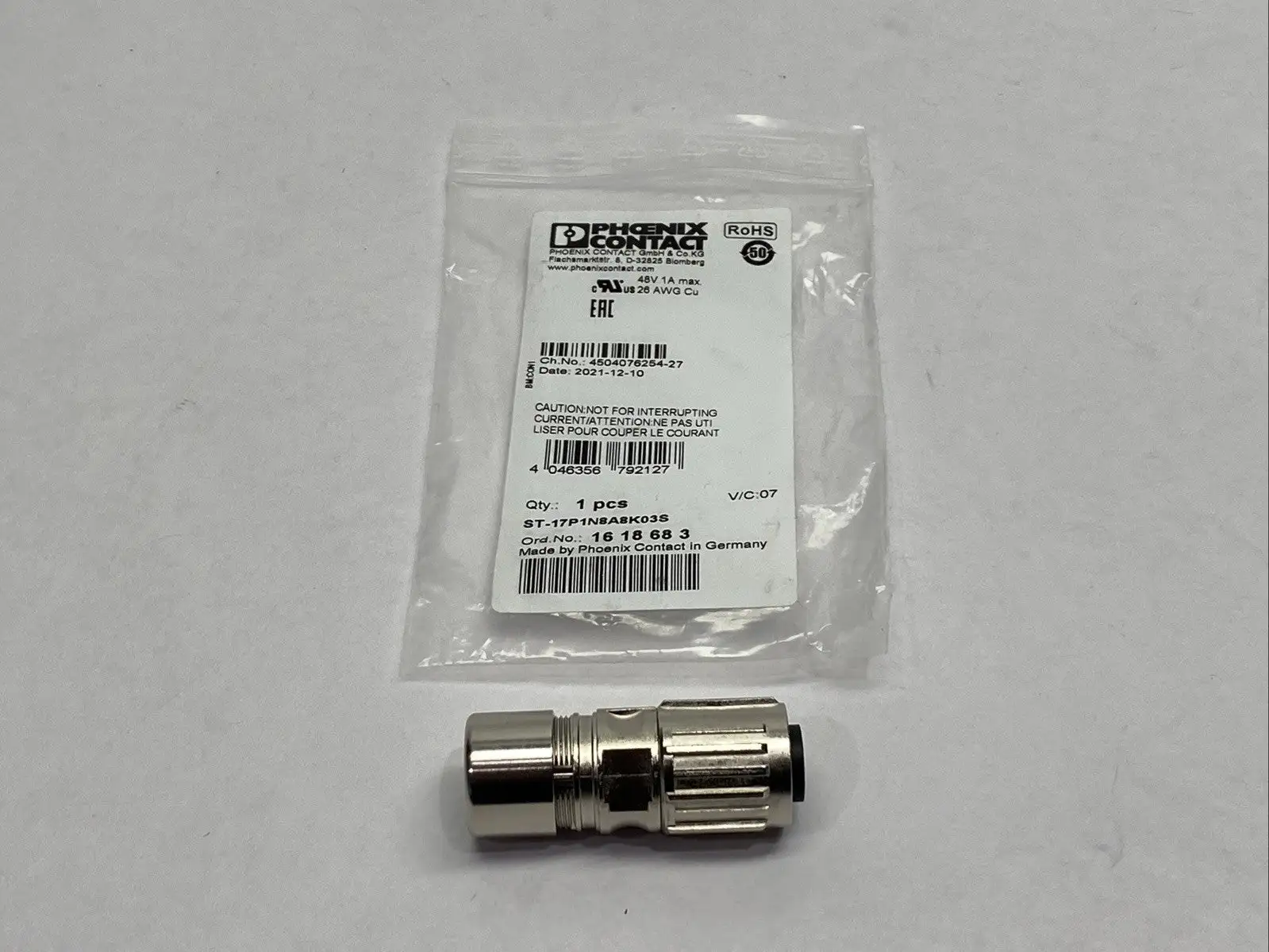 ST-17P1N8A8K03S,1618683 | Phoenix Contact ST-17P1N8A8K03S Cable Connector 1618683 - New Other