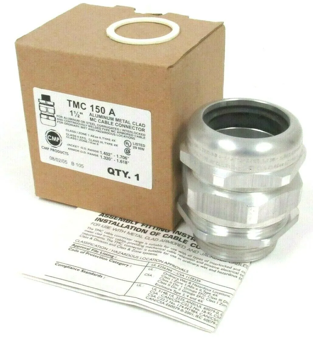 NEW CMP TMC-150-A 1 1/2" ALUMINUM METAL CLAD MC CABLE CONNECTOR TMC150A