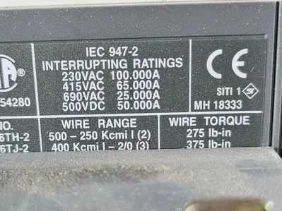 ABB S6H SACE S6 600VAC 500VDC 3 Pole Breaker. Loc5E-25