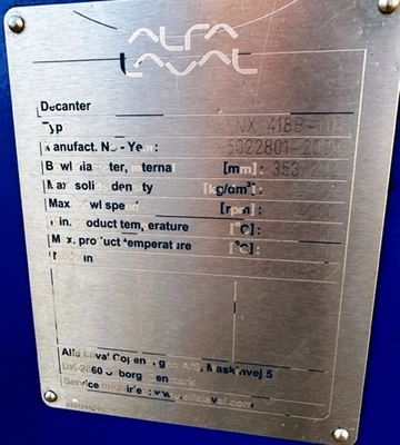 (3) Alfa-Laval NX 418B-11G tricanter centrifuges, 316SS.