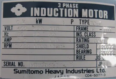 NEW SUMITOMO CNHM05-5085-B-8 GEARMOTOR 8:1 400/440V FB-05A1 CNHM055085B8