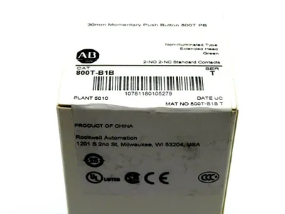NEW ALLEN BRADLEY 800T-B1B 30MM MOMENTARY PUSH BUTTON SERIES T 800TB1B