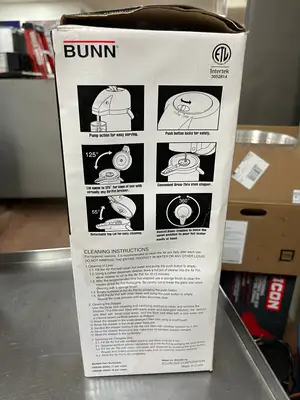 New | in-Stock Bunn New Bunn 2.15L Stainless Brew Thru Push Button Airpot Coffee Dispenser Coffee Equipment Illinois US | Falcon Restaurant Supply #1378010