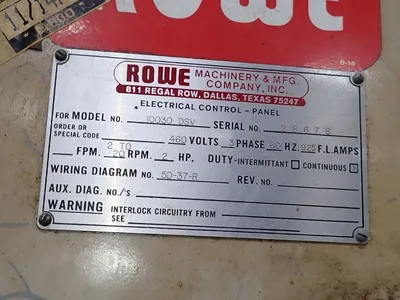 USED ROWE MACHINERY & MANUFACTURING CO INC 10020 DSV