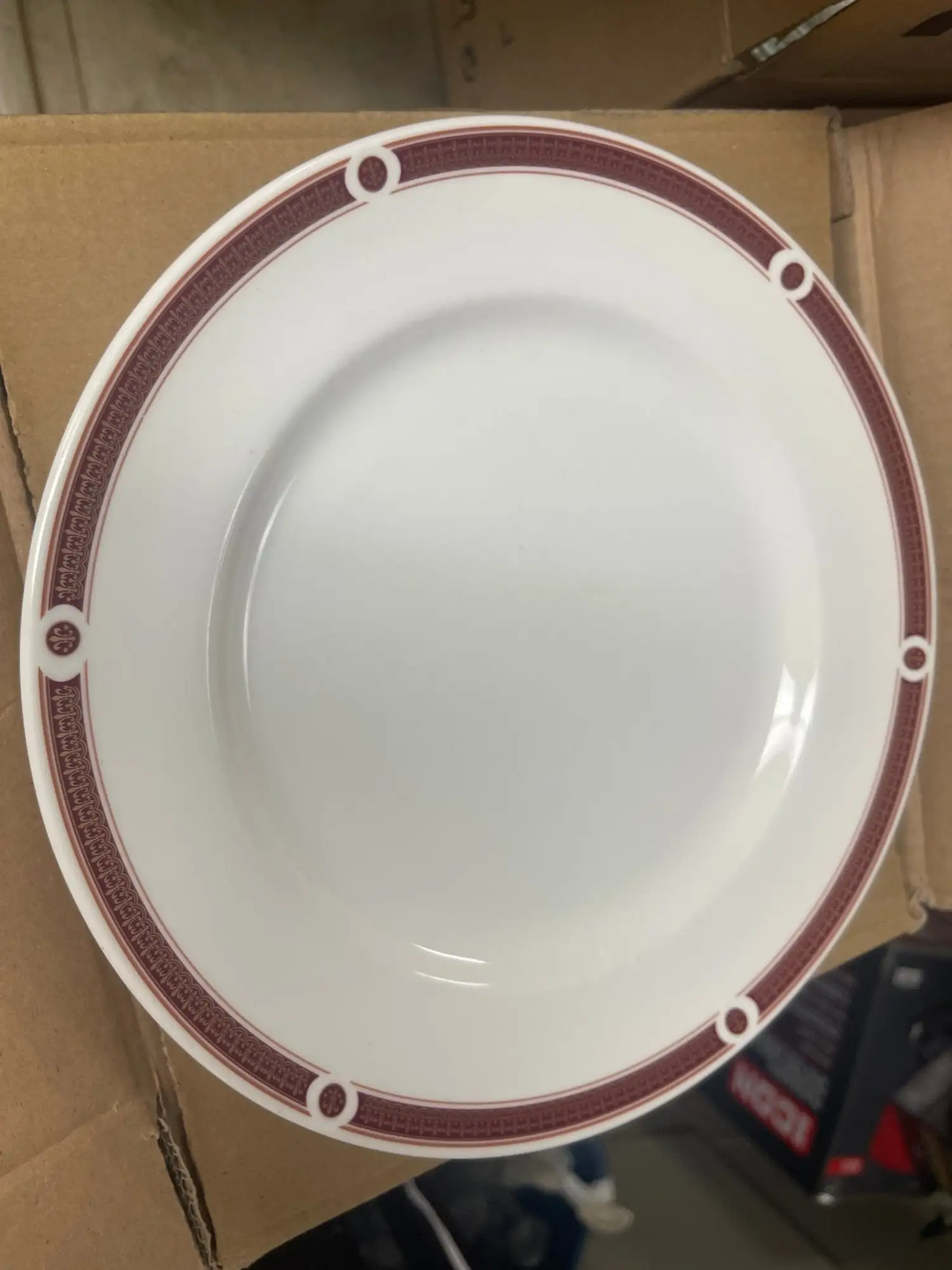 New | in-Stock Steelite Used 10.5" Steelite Ambassador Burgundy China Serving Plates Case of 24 Smallwares Illinois US | Falcon Restaurant Supply #1375714