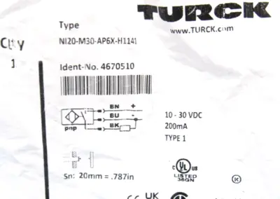NEW TURCK NI20-M30-AP6X-H1141 PROXIMITY SENSOR 4670510 NI20M30AP6XH1141