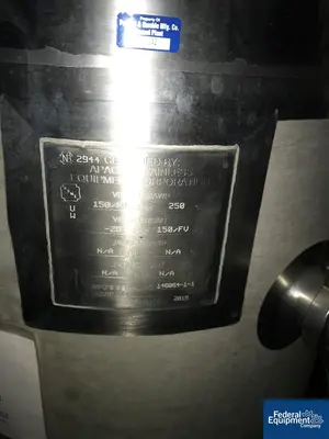 USED Apache Stainless 100 Gal Apache Agitated Receiver, S/S, 150#, 3 HP