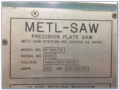 Used _UNKNOWN_ _UNKNOWN_ Plate Saws New Jersey US | National Machinery Exchange #1500400
