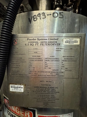 1999 POWDER SYSTEMS LIMITED 6.5 SQFT FILTER DRYER Filter Nutsche | Perry Equipment (3)