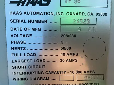 Used 2001 HAAS AUTOMATION VF 3B Vertical Machining Centers Ohio US | HGR 24 #1566810