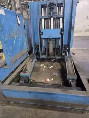 20,000 LBS X 54" X 36" BRANER HYDRAULIC COIL CAR UPENDER WITH POWER FEED CONVEYOR: YOBRO #25238