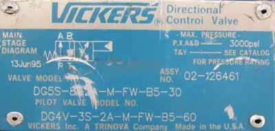 NEW VICKERS 02-126461 VALVE DG5V-8-H-2A-M-FW-B-10 02126461