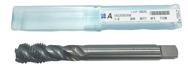 OSG 1"-8 Powdered Metal Spiral Flute Tap GH6 Modified Bottoming 4 Flute TiCN