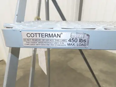 Cotterman Metal Rolling Ladder 5-Step 50"H Platform 24x7"Tread 80"H 30"W 450Lb