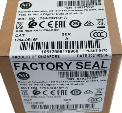 SEALED ALLEN BRADLEY 1794-OB16P OUTPUT MODULE SER. A 1794OB16P NEW, SURPLUS