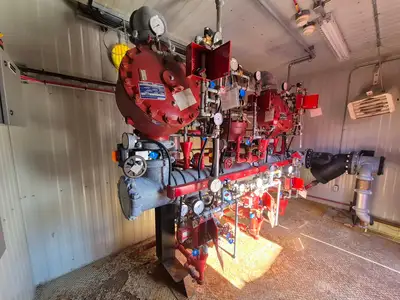 Containerized Foam Fire Suppression System w/ Deluge Valve, Potter Controls & Piping Manifold