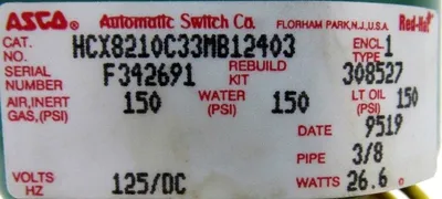 NEW ASCO HCX8210C33MB12403 SOLENOID VALVE 3/8