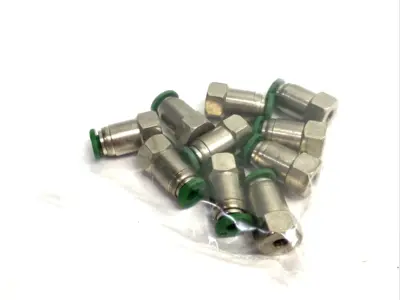 USED CLIPPARD PUSH-QUICK FITTING 5/32" OD TUBE, 10-32" THREAD