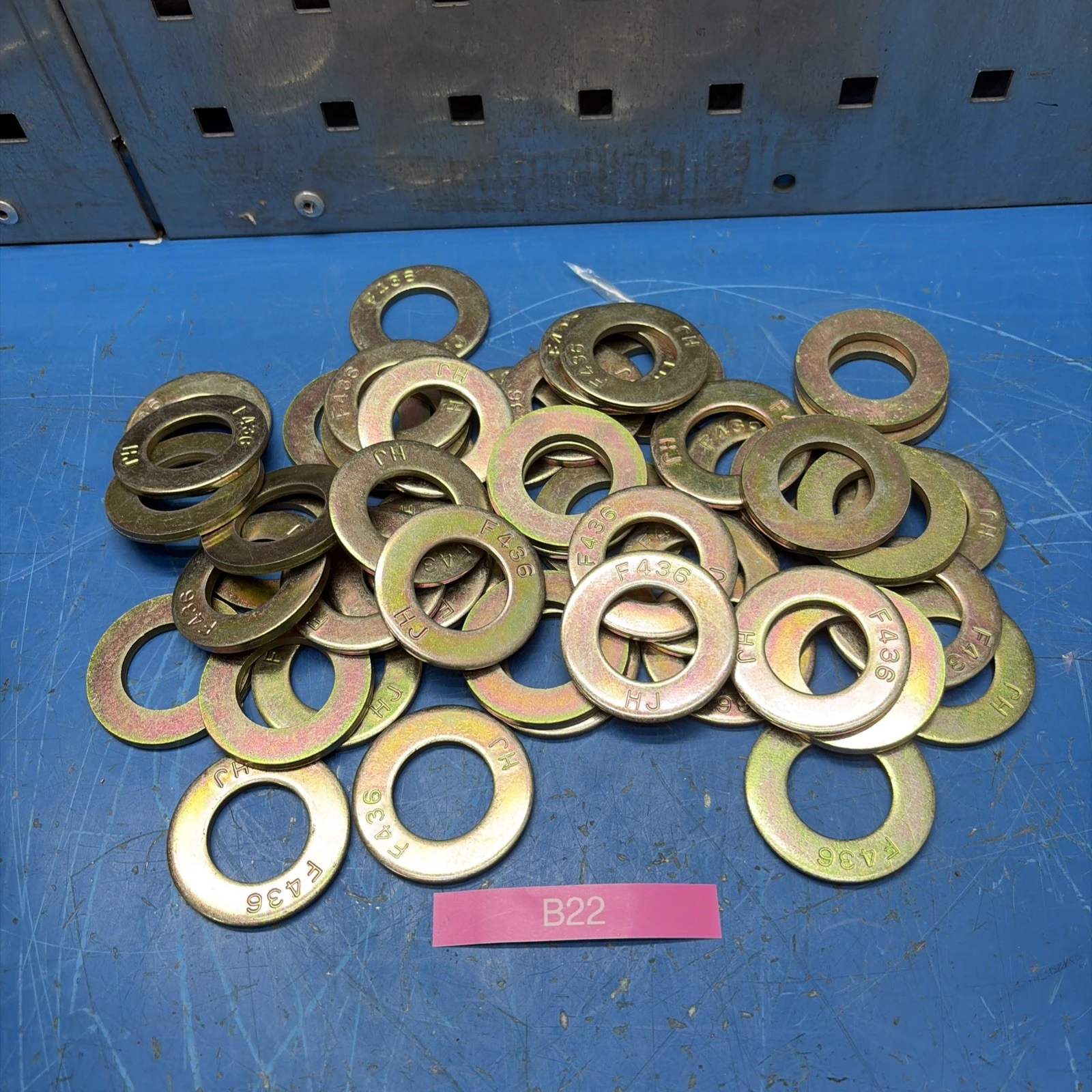 (50) F436 HJ GR.8 Structural Yellow Zinc Plated Flat Washers See Photos For Sz.